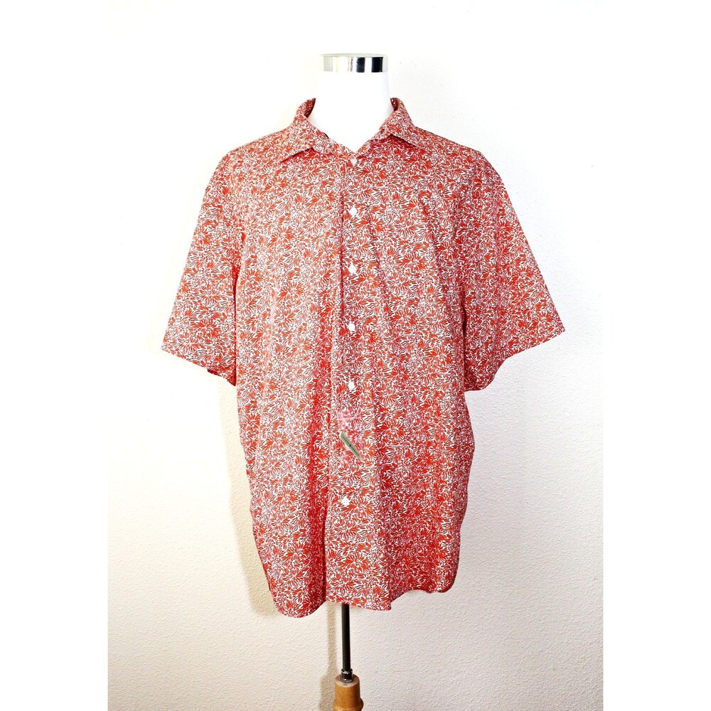 Hawaiian Resort Cruise NWT JOSEPH ABBOUD Shirt Tall 3XLT White Orange Floral #03